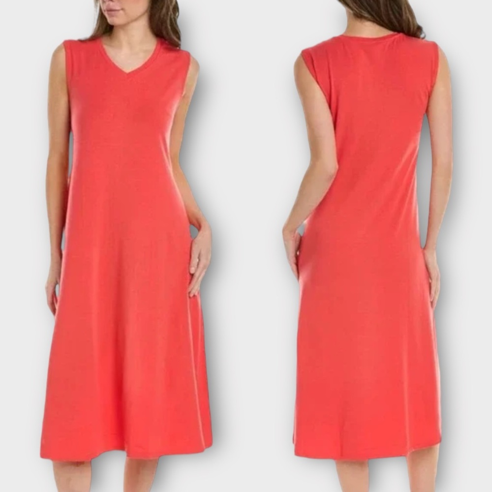 EILEEN FISHER NWT Stretch Jersey Knit V-Neck Tank Dress SIZE L